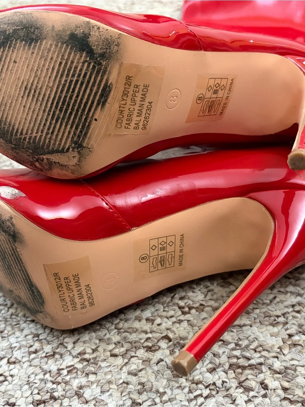 Pleaser Red Patent Over-the-Knee Stiletto Boots, worn once, US8, Courtly 3012